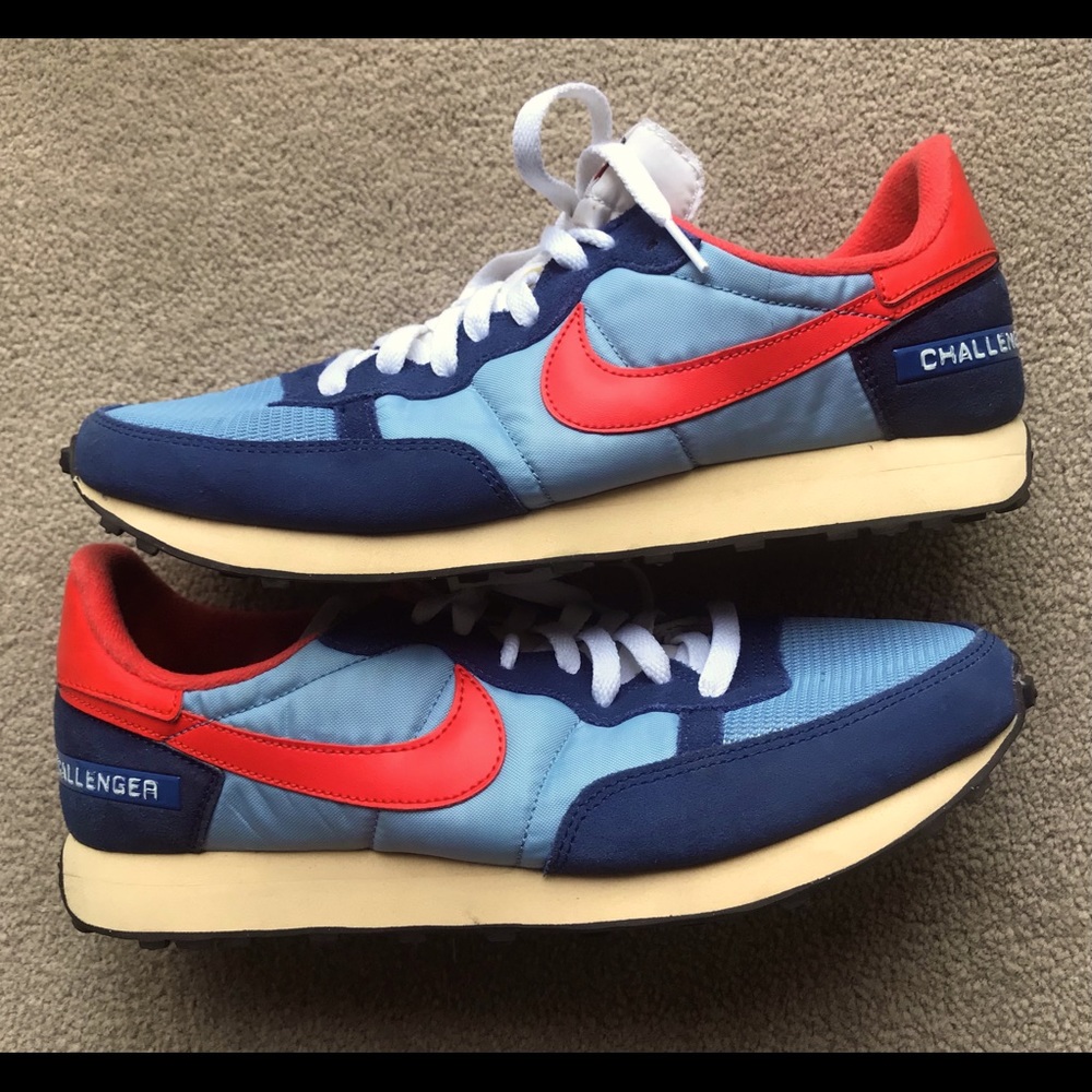 Men’s Nike Challenger OG Light Blue Red and Blue Suede Size 10